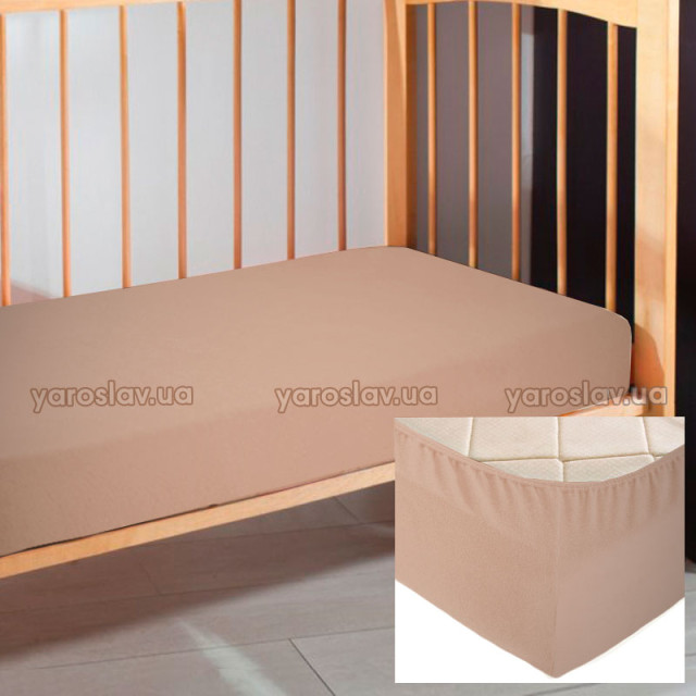 Prześcieradło dziecięce frotte z gumką 03 beżowy 120x60x10 cm TM Yaroslav